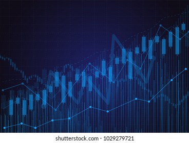 Business candle stick graph chart of stock market investment trading on dark background design. Bullish point, Trend of graph. Vector illustration