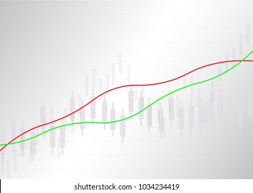 Business candle stick graph chart of stock market investment trading. Financial chart with up trend line graph, Trend of graph. Vector illustration