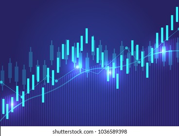 Business candle stick graph chart of stock market investment trading. Financial chart with up trend line graph, Trend of graph. Vector illustration