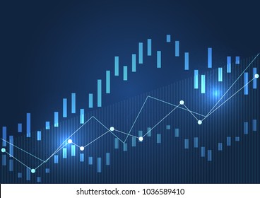 Business candle stick graph chart of stock market investment trading. Financial chart with up trend line graph, Trend of graph. Vector illustration