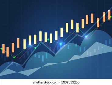 Business candle stick graph chart of stock market investment trading. Financial chart with up trend line graph, Trend of graph. Vector illustration