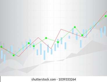 Business candle stick graph chart of stock market investment trading. Financial chart with up trend line graph, Trend of graph. Vector illustration