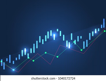 Business candle stick graph chart of stock market investment trading. Financial chart with up trend line graph, Trend of graph. Vector illustration