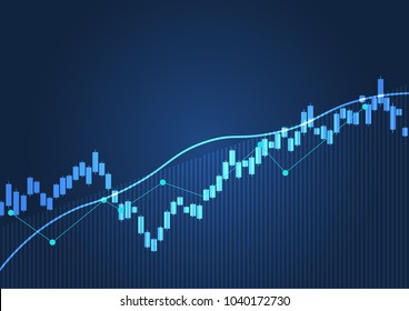 Business candle stick graph chart of stock market investment trading. Financial chart with up trend line graph, Trend of graph. Vector illustration