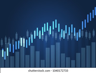 Business candle stick graph chart of stock market investment trading. Financial chart with up trend line graph, Trend of graph. Vector illustration