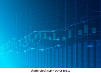 Business candle stick graph chart of stock market investment trading on blue dark background design. Candle stick graph chart of stock market investment trading. Bullish point, Trend of graph. Vector 