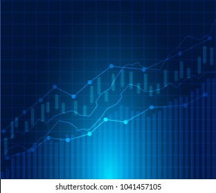 Business candle stick graph chart of stock market investment trading on blue dark background design. Candle stick graph chart of stock market investment trading. Bullish point, Trend of graph. Vector 