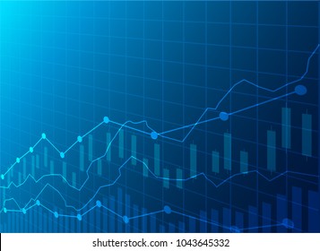 Business candle stick graph chart of stock market investment trading on blue dark background design. Candle stick graph chart of stock market investment trading. Bullish point, Trend of graph. Vector 