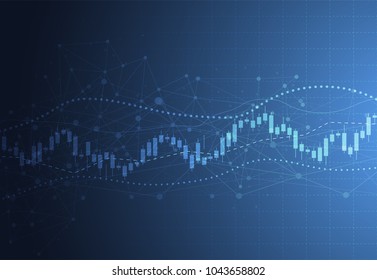 Business candle stick graph chart of stock market investment trading on dark background design. Bullish point, Trend of graph. Vector illustration