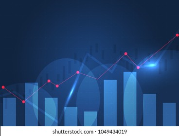 Business candle stick graph chart of stock market investment trading. Financial chart with up trend line graph, Trend of graph. Vector illustration
