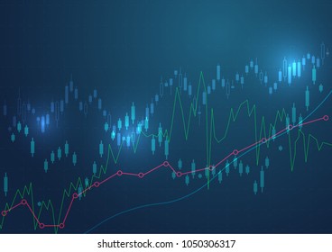 Business candle stick graph chart of stock market investment trading. Financial chart with up trend line graph, Trend of graph. Vector illustration