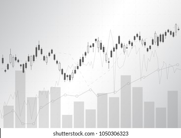 Business candle stick graph chart of stock market investment trading. Financial chart with up trend line graph, Trend of graph. Vector illustration