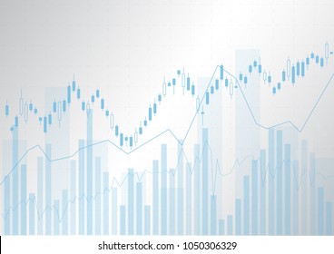 Business Candle Stick Graph Chart Of Stock Market Investment Trading. Financial Chart With Up Trend Line Graph, Trend Of Graph. Vector Illustration