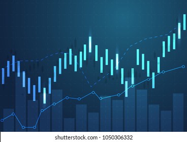 Business candle stick graph chart of stock market investment trading. Financial chart with up trend line graph, Trend of graph. Vector illustration