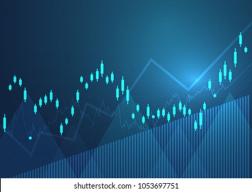 Business candle stick graph chart of stock market investment trading. Financial chart with up trend line graph, Trend of graph. Vector illustration