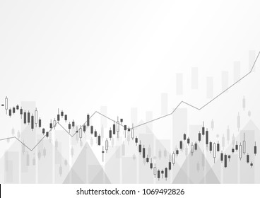 Business candle stick graph chart of stock market investment trading. Financial chart with up trend line graph, Trend of graph. Vector illustration