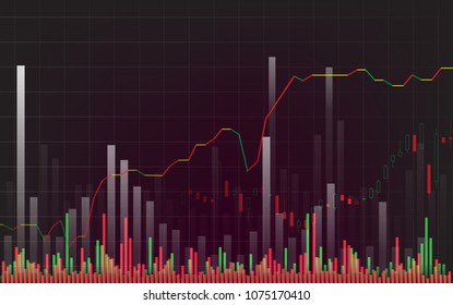 Business candle stick graph chart of stock market investment trading on red background design. Bullish point, Trend of graph. Vector illustration