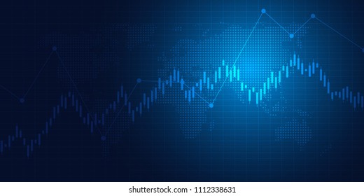 Business candle stick graph chart of stock market investment trading on blue background design. Trend of graph. Vector illustration