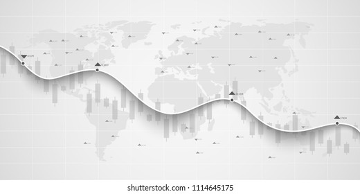Business candle stick graph chart of stock market investment trading on gray background design. Vector illustration.
