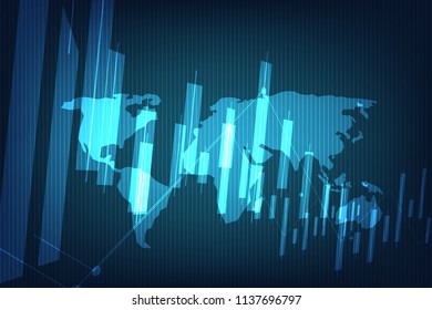 Business candle stick graph chart of stock market investment trading on dark background design. Trend of graph. Vector illustration
