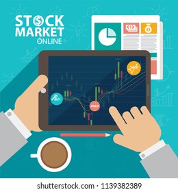 Business candle stick graph chart of stock market investment trading, vector design.