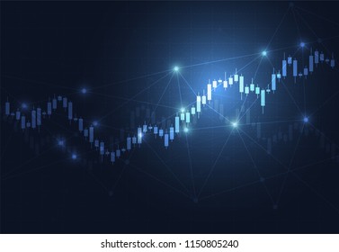 Business candle stick graph chart of stock market investment trading on dark background design. Bullish point, Trend of graph. Vector illustration