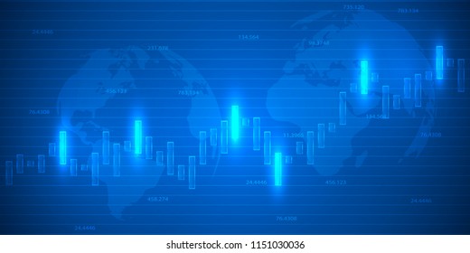 Business candle stick graph chart of stock market investment trading . Bullish point, Trend of graph. Vector illustration