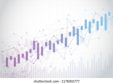 Business candle stick graph chart of stock market investment trading on dark background design. Bullish point, Trend of graph. Vector illustration