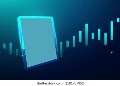 Business candle stick graph chart of stock market investment trading on dark background design. Trend of graph. Vector illustration