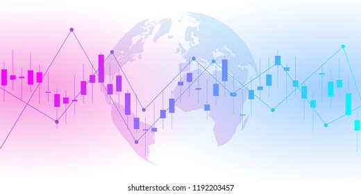 Business candle stick graph chart of stock market investment trading. Trend of graph. Vector illustration