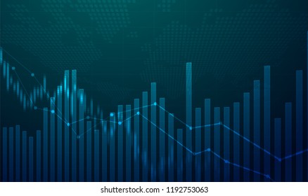 Business candle stick graph chart of stock market investment trading, Bullish point, Bearish point. trend of graph vector design.