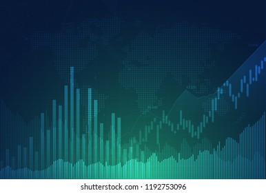 Business candle stick graph chart of stock market investment trading, Bullish point, Bearish point. trend of graph vector design.