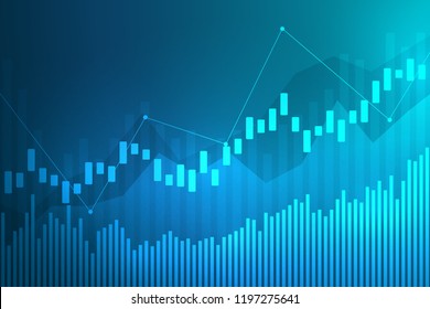 Business candle stick graph chart of stock market investment trading. Trend of graph. Vector illustration