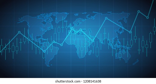 Business candle stick graph chart of stock market investment trading on background design. Stock market graph . Vector illustration