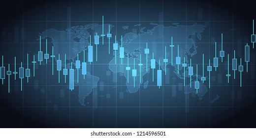 Business candle stick graph chart of stock market investment trading on background design. Stock market graph . Vector illustration