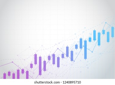 Business candle stick graph chart of stock market investment trading on dark background design. Bullish point, Trend of graph. Vector illustration