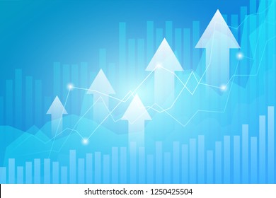 Business candle stick graph chart of stock market investment trading on blue background.Bullish point, Trend of graph. Eps10 Vector illustration.