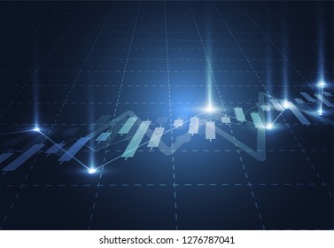Business candle stick graph chart of stock market investment trading on dark background design. Bullish point, Trend of graph. Vector illustration