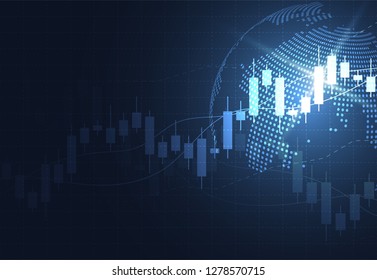 Business candle stick graph chart of stock market investment trading on dark background design. Bullish point, Trend of graph. Vector illustration