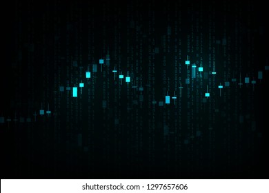 Business candle stick graph chart of stock market investment trading, Bullish point, Bearish point for business and financial concepts, reports and investment on a dark background. Vector illustration