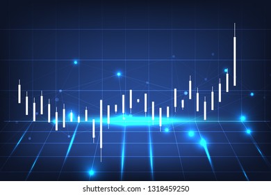 	
Business candle stick graph chart of stock market investment trading on dark background design. Bullish point, Trend of graph. Vector illustration