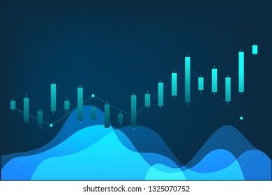 Business candle stick graph chart of stock market investment trading on dark background design. Bullish point, Trend of graph. Vector