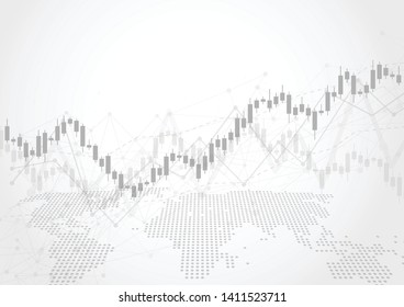 Business candle stick graph chart of stock market investment trading on white background design. Bullish point, Trend of graph. Vector illustration