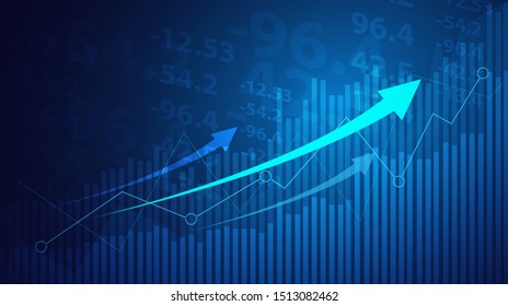 Business candle stick graph chart of stock market investment trading on blue background. Bullish point, Trend of graph. Eps10 Vector illustration.