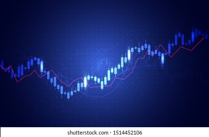 Business Candle Stick Graph Chart Of Stock Market Investment Trading On White Background Design. Bullish Point, Trend Of Graph. Vector Illustration