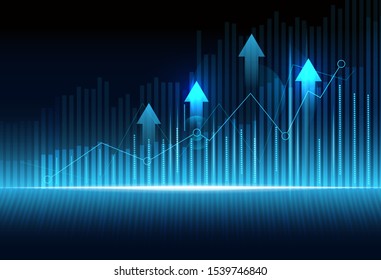Business candle stick graph chart of stock market investment trading on blue background. Bullish point, Trend of graph. Eps10 Vector illustration. svg