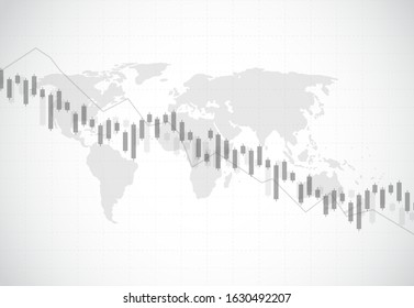 Business candle stick graph chart of stock market investment trading on background design. Bullish point, Trend of graph. Vector illustration