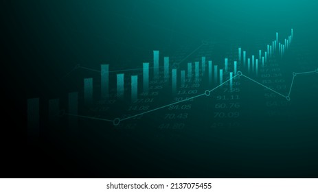 Gráfico gráfico de velas de negocios de inversión en bolsa con fondo azul. Punto bullish, tendencia ascendente del gráfico. Diseño de vectores económicos