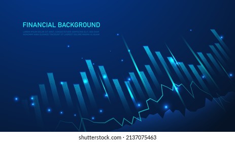 Business candle stick graph chart of stock market investment trading on blue background. Bullish point, up trend of graph. Economy vector design