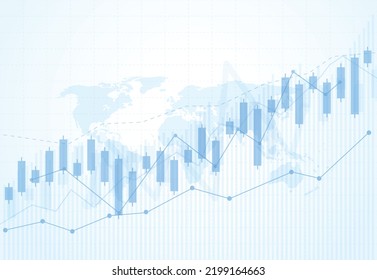 Gráfico gráfico de barras de velas de negocios de la inversión en el mercado de valores en diseño de fondo oscuro. Punto Bullish, Tendencia del gráfico. Ilustración del vector